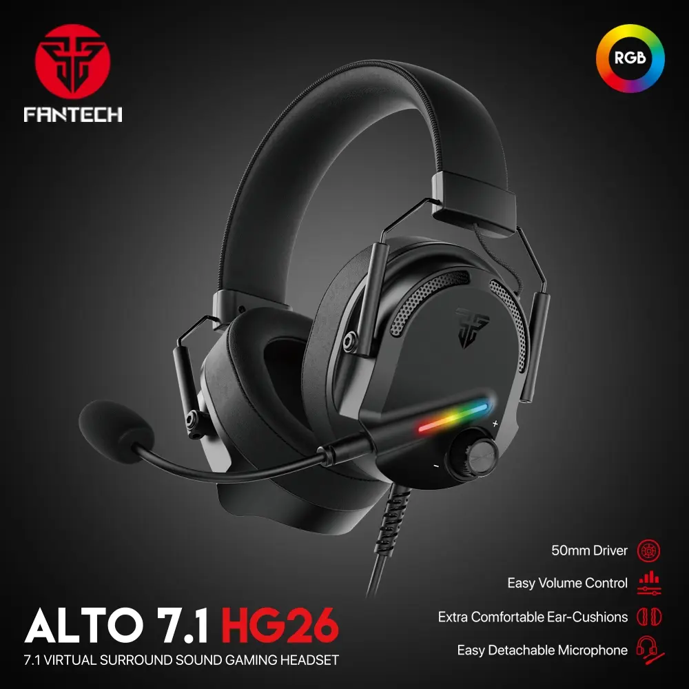 Product Name:  FANTECH HG26 Alto 7.1 USB Virtual Surround Sound Gaming Headset Immerse Yourself in Gaming Enjoy