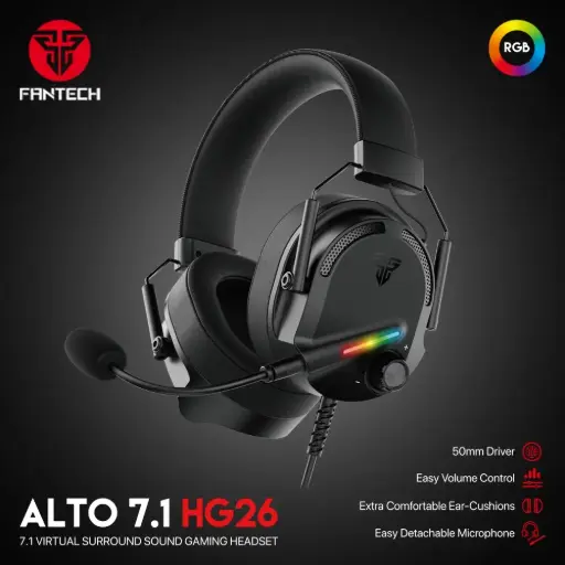 Product Name:  FANTECH HG26 Alto 7.1 USB Virtual Surround Sound Gaming Headset Immerse Yourself in Gaming Enjoy
